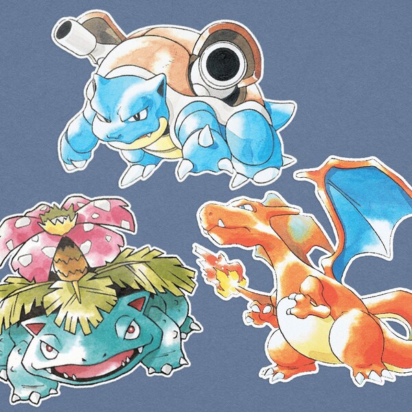 Blastoise | Charizard | Venusaur | Gen 1 Pokémon Stickers | Water Resistant | Glossy Vinyl Sticker | Retro Gaming | RetroReset