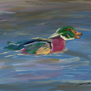 Wood duck painting