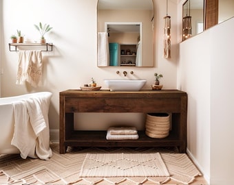 Custom Handmade Rustic Barnwood Vanity Bathroom, Rustic Single Sink Vanity, Unique Reclaimed Farmhouse Vanity, Counter Top Wood Table