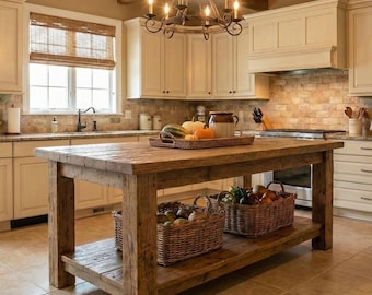 Reclaimed Wood Kitchen Island , Rustic Wood Kitchen Island , Counter Height Kitchen Table, Farmhouse Kitchen Table