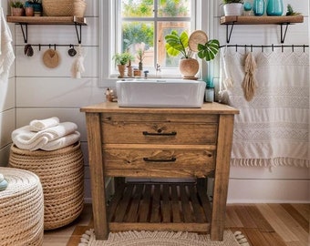 Handcrafted Rustic Barnwood Vanity Bathroom, Custom Rustic Single Sink Vanity, Handmade Reclaimed Farmhouse Vanity, Counter Top Wood Table