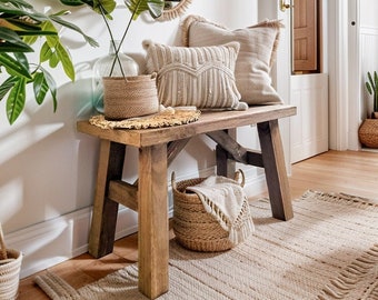 Handmade Reclaimed Wood Bench, Farmhouse Solid Wood Entryway Bench ...