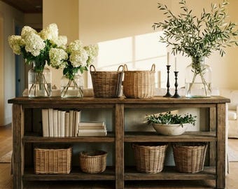 Handgefertigter rustikaler Konsolentisch, kundenspezifischer zurückgeforderter Bauernhaus-Flurtisch, solider Sofa-Foyer-Aufbereiter-Eintragstisch / Schreibtisch, Hausgeschenk im Landhausstil