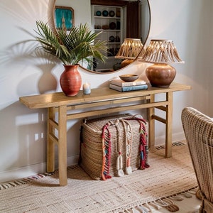 Custom Rustic Console Table,Handcrafted Reclaimed Chesnut Farmhouse Table,Solid Sofa Foyer Dresser Entry Table/Desk,Country Style House Gift