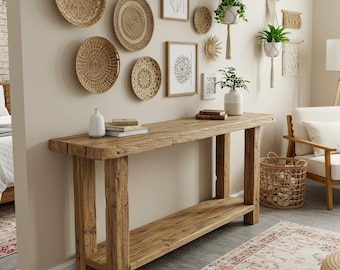 Narrow Console Table, Custom Rustic Entryway Table, Solid Foyer Dresser,  Behind Couch Table, Slim Console Table