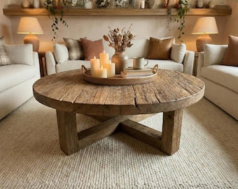 Low Japandi Coffee Table, Rustic Center Table for Living Room, Custom Wooden Coffee Table