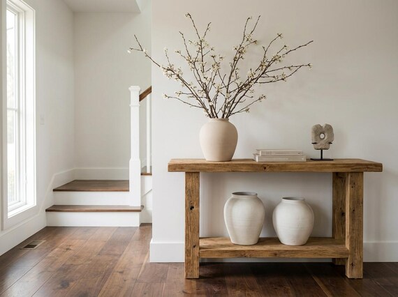 Rustic Narrow Console Table, Custom Reclaimed Farmhouse Hallway Table, Solid Sofa Foyer Dresser Entry Desk, Custom Handmade Console