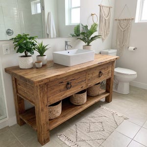 Rustic Bathroom Vanity,  Wood Bathroom Vanity, Custom Single Sink Vanity, Unique Reclaimed Farmhouse Vanity with Storage