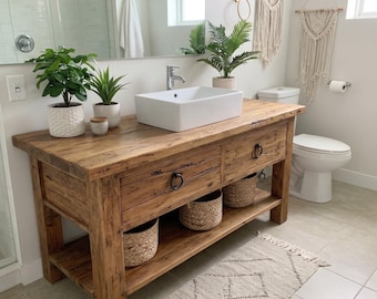 Rustic Bathroom Vanity,  Wood Bathroom Vanity, Custom Single Sink Vanity, Unique Reclaimed Farmhouse Vanity with Storage