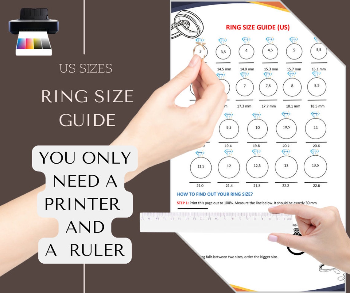 Ring Size Chart, Ring Size Guide, US Ring Size Chart, Ring Size