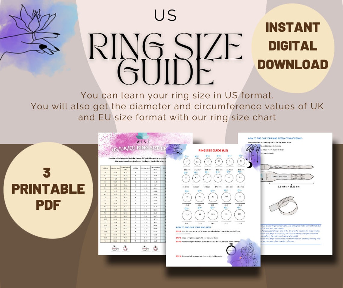 Ring Size Guide, Ring Size Chart, US Ring Size Chart, Ring Size List, Ring Size Conversion, How