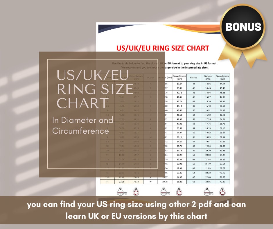 Ring Size Chart, Ring Size Guide, US Ring Size Chart, Ring Size