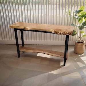 Custom Walnut Console Table,Handcrafted Live Edge Wanut Farmhouse Table,Solid Sofa Foyer Dresser Entry Table/Desk,Country Style House Gift