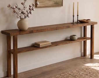 Narrow Console Table, Custom Rustic Hallway Table, Solid Wood Slim Console Table, Counter Height Entryway Table