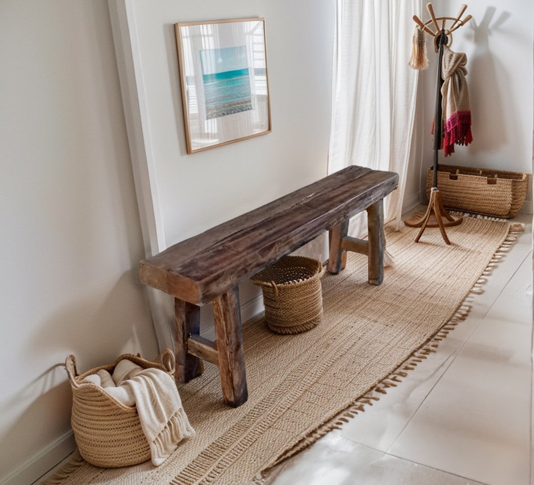 Handmade Reclaimed Wood Bench, Farmhouse Solid Wood Entryway Bench ...