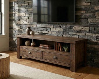 Tv Stand, Rustic TV Console with Drawers, Solid Wood Tv Unit, Handmade Media Center, Custom Reclaimed Tv Cabinet