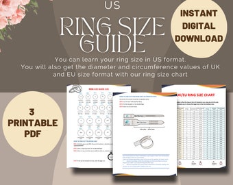 Ring size chart, Ring size guide, US ring size chart, Ring size conversion, Ring size list