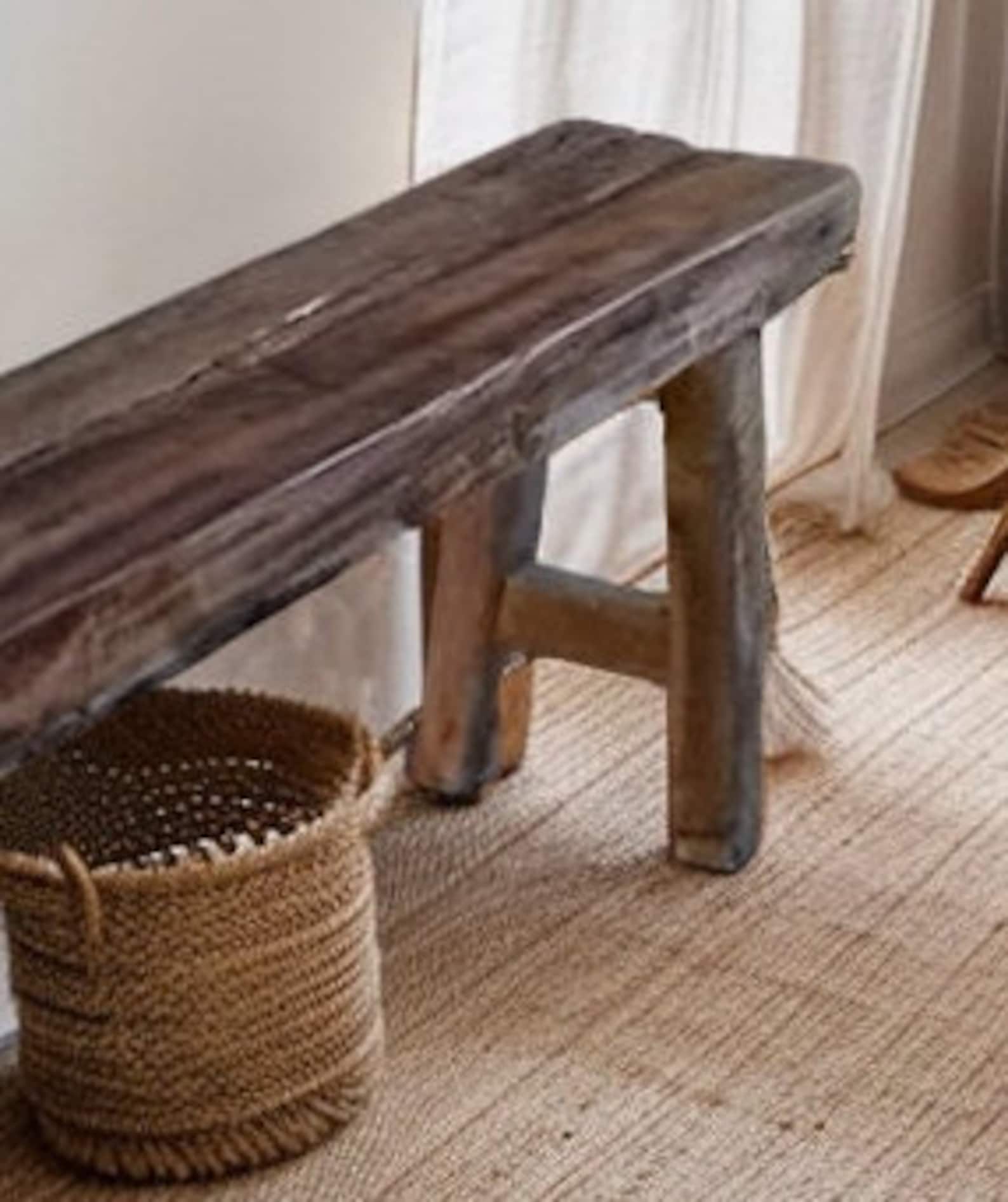 Handmade Reclaimed Wood Bench, Farmhouse Solid Wood Entryway Bench ...