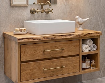 Handmade Rustic Barnwood Vanity Bathroom, Rustic Single Sink Vanity, Unique Reclaimed Farmhouse Vanity, Counter Top Wood Table with Drawers
