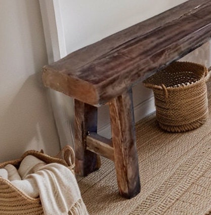 Handmade Reclaimed Wood Bench, Farmhouse Solid Wood Entryway Bench ...