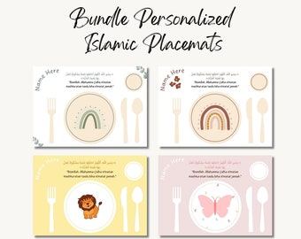 Bundle Muslim Kid Placemat, Islamic Activities, Dua Before Eating, Montessori Muslim, Islam Placemat, Personalized Placemat, Ramadan Kids