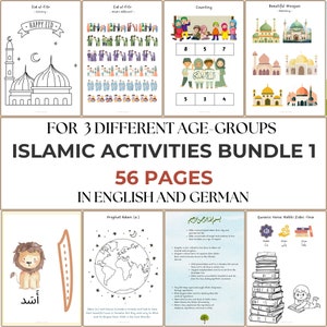 Paquete de actividades islámicas para niños, Profeta Adán, 25 profetas del Islam, Letras árabes, Aprende árabe para principiantes, Libro de actividades islámicas, Manualidades