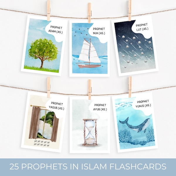 Prophets in Islam, Prophets Islam, Prophet Flashcards, 25 Prophets, Printable Prophets Cards, Prophets Islam, Prophets Islam Prints