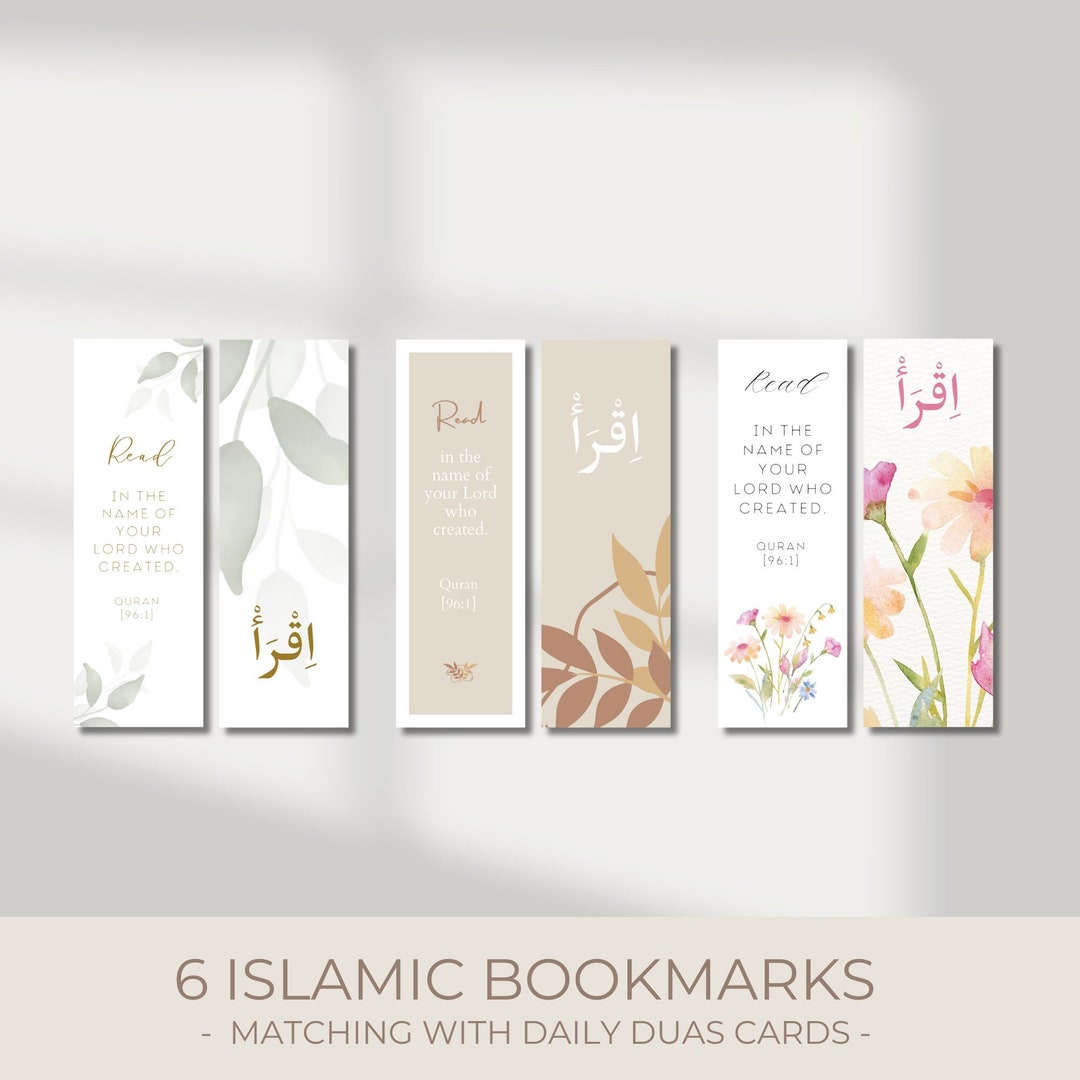 6 Islamic Bookmarks Set, Quranic Bookmark, Bookmark Ramadan, Bookmark