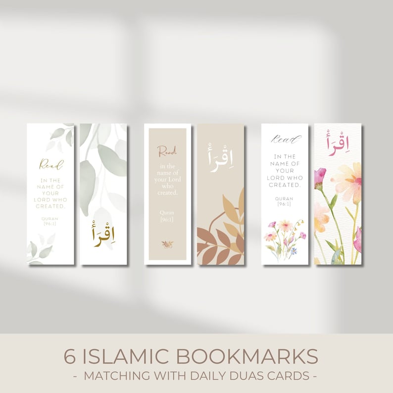 6 Islamic Bookmarks Set, Quranic Bookmark, Bookmark Ramadan, Bookmark