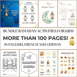 Pacote de atividades do Ramadã para crianças, cartões de boas ações do Ramadã, diário do Ramadã para crianças, artesanato do Ramadã, livro de atividades do Ramadã, colorir do Ramadã