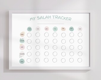Salah Tracker, Kids Prayer Tracker, Islamic Activity, Prayer Chart, Muslim Kids Activities, Islamic Activities, Kids Dua