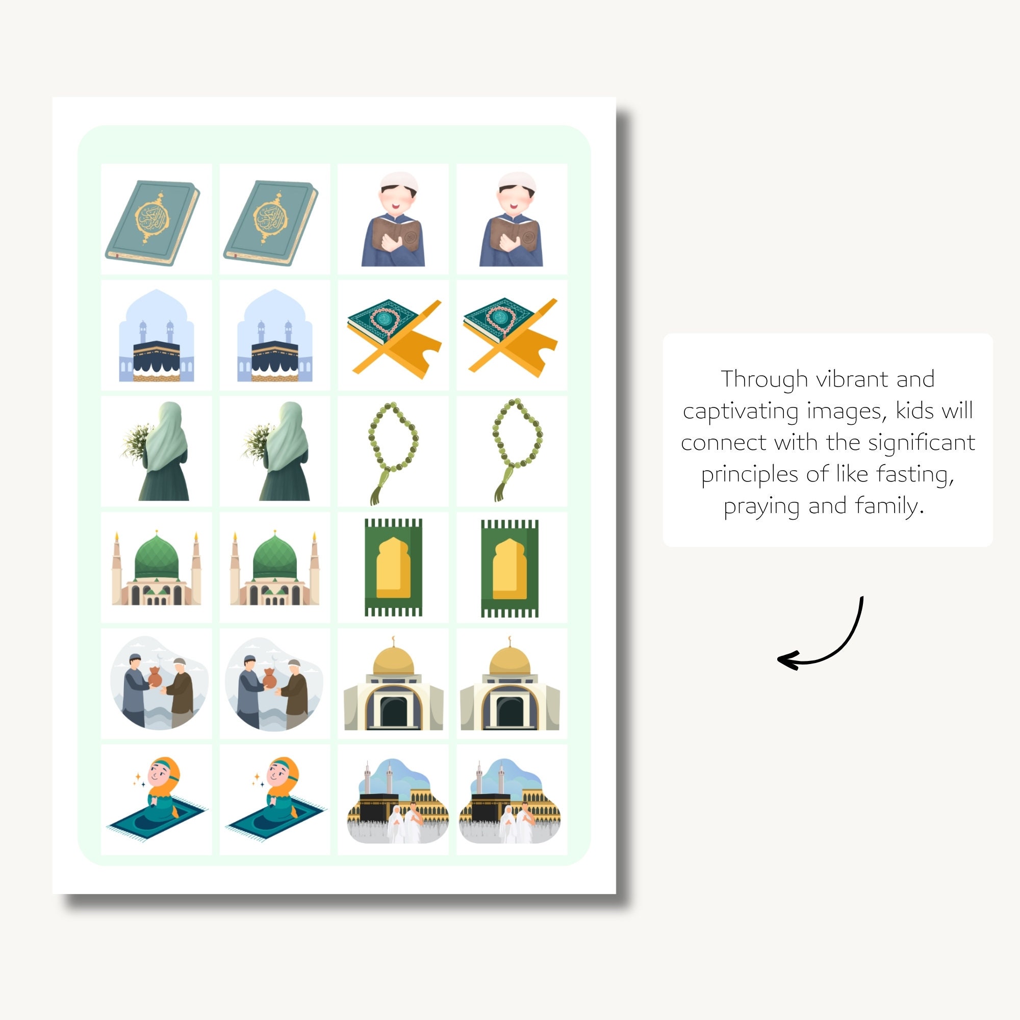 Islamic Activity Memory Game, Toddler Activity Islam, Islamic ...