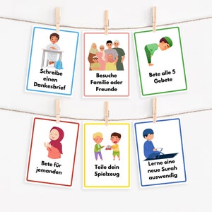 Good Deeds Kids tedesco, Gute Taten Deutsch, flashcard Good Deeds, Ramadan Good Deed, risorse arabe, attività islamiche, foglio di lavoro musulmano