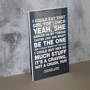 Billie Eilish &quot;Lunch&quot; Lyric Print Poster - Hit Me Hard and Soft - Digital Download / Digital File