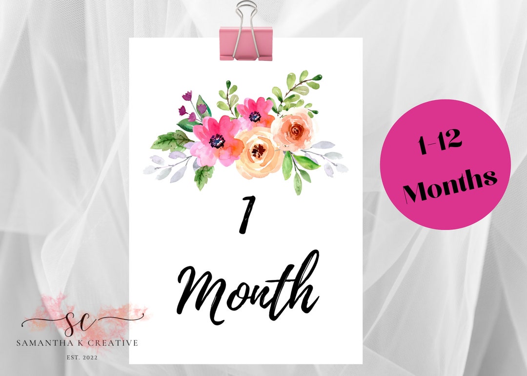 Floral Baby Monthly Milestone Cards *digital Download* - Etsy