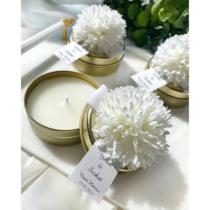 Personalized Tin Candle with Flowers in Bulk, Bridal Showers, Baby Showers, Personelized Flower Candle Favors, Wedding Gift, Nikkah Candle