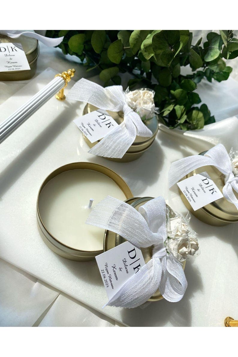 Personalized Flowers Tin Candle, Baptism Candle Favor, Soy Wax Favors ...