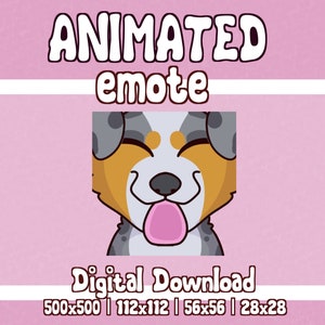 Animated Blue Merle Australian shepherd emote for twitch YouTube and discord stream