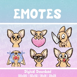 Adorable Chihuahua puppy dog emotes for twitch, YouTube, and discord streamers