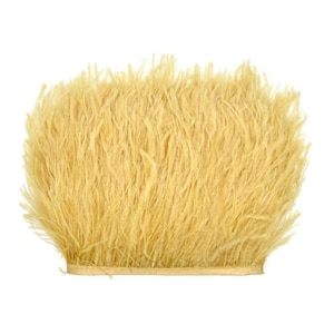1/2 Yard - Ecru Beige Ostrich Fringe Feather Trim Craft Supply | Beige Feather | Wedding | Homecoming | Prom | Costume | Party | Bulk- 43001