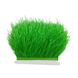 1 Yard - Hot Green Ostrich Fringe Feather Trim | Craft Supply | Green Ostrich Feathers | Millinery | Bulk Feathers | 4343