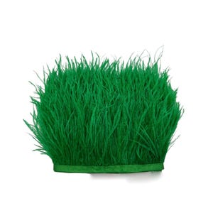 1/2 Yard - Bright Green Ostrich Fringe Feather Trim | Craft Supply | Green Ostrich Feathers | Millinery | Bulk Feathers | 0743