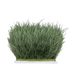 1 Yard - Moss Green Ostrich Fringe Feather Trim | Craft Supply | Green Ostrich Feathers | Millinery | Bulk Feathers | 0943