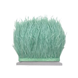 1 Yard - Turquoise Green Ostrich Fringe Feather Trim | Craft Supply | Turquoise Ostrich Feathers | Millinery | Bulk Feathers | 0243