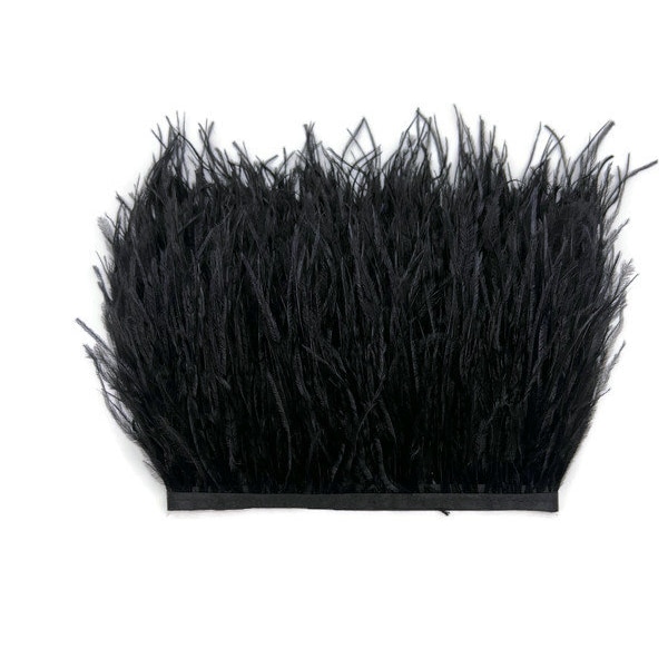 1 Yard - Black Ostrich Fringe Feather Trim Craft Supply