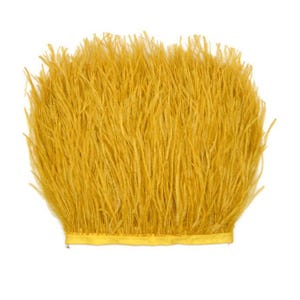 1 Yard - Yellow Gold Ostrich Fringe Feather Trim Craft Supply Supply | Millinery | Wedding | Dress Making | Costume Design| Party | Bulk