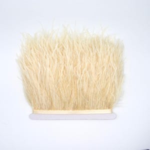 1 Yard - Ivory Cream Ostrich Fringe Feather Trim | Craft Supply | Ivory Ostrich Feathers | Millinery | Bulk Feathers | 2743