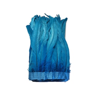 1 Yard -  Bright Blue Turquoise Dyed Coque Tail Long Feather Trim | Costume Making | Carnival | Mari Gras | Craft Supply | Bulk