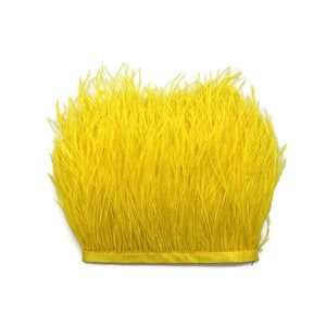 1 Yard - Yellow Ostrich Fringe Feather Trim Craft Supply | Millinery | Wedding | Dress Making | Costume Design| Party | Bulk - 3543