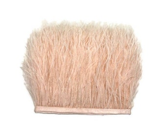 1 Yard - Peach Ostrich Fringe Feather Trim Craft Supply | Millinery | Wedding | Dress Making | Costume Design| Party | Bulk - 5243